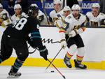 Sharks get late goals to rally past Golden Knights 3-2