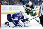 Vasilevskiy perfect, Lightning get 3 goals late to top Wild